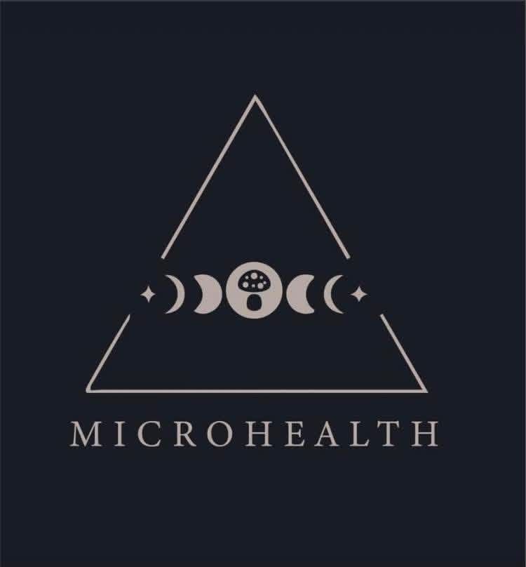 Microhealth moon-phase mushroom logo